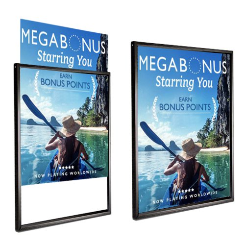 14x22 Deluxe Black Sign Holder Wall Poster Displays | Top Loading Frame Design