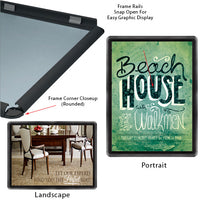 18 x 24 Snap Frame with Rounded Corners can be Wall Mounted in Portrait or Landscape Position