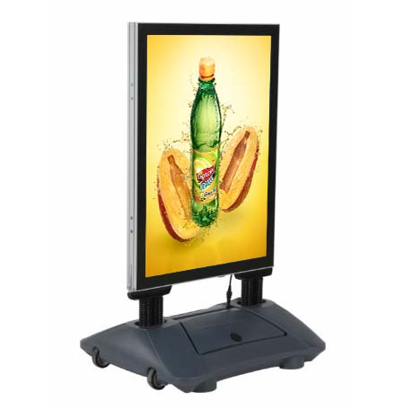 Illuminated LED STREET-MASTER™ Rolling Sign Stand with Fillable Water Base (for 23” x 33” Posters)