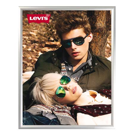 22x28 Euro Security Snap Frame Poster Sign Holder | Silver Metal Frame Finish with Frame Lever Tool