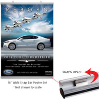 Wall Mount, Ceiling Mount, Fast Change 22" WIDE Snap Bar Set in a Silver Finish - Display at any length Graphic