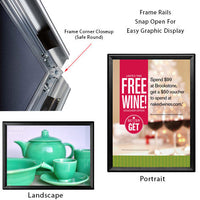 30 x 40 Snap Frame with Safe Round Corners Wall Mounts in Portrait or Landscape Position