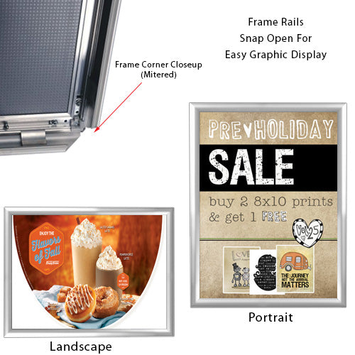 36 x 48 Snap Frame with Mitered Corners Wall Mounts in Portrait or Landscape Position