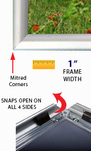 8.5x11 Mitered Corners Snap Frame with 1" Wide Wood Look Sign Frame Profile