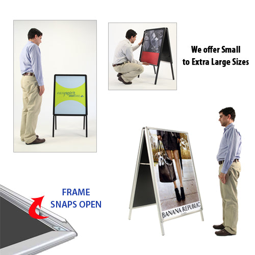 48x60 A-FRAME FLOOR STAND with with RADIUS STYLE SNAP FRAME (not shown to scale)