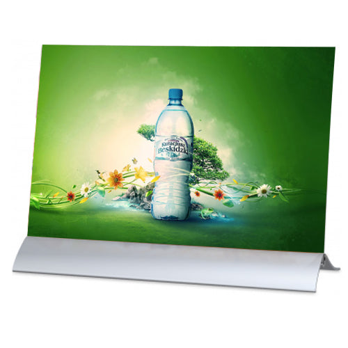 Crescent Base Counter Top Displays 11" Wide x 7" High (Upright Base) | With Acrylic Overlays