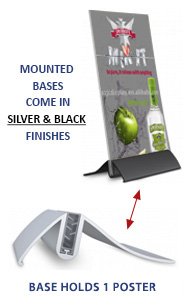 Crescent Base Counter Top Displays 11" Wide x 8 1/2" High (Angled Base) | With  Acrylic Overlays