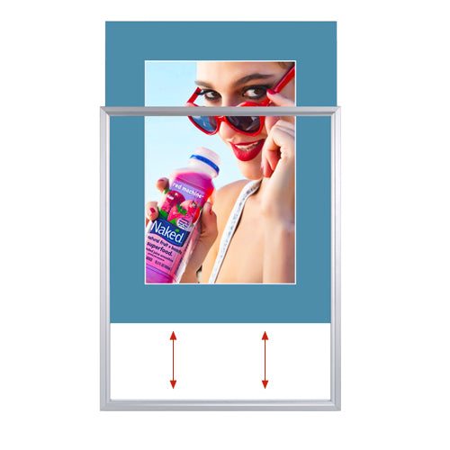 TOP LOADER SIGN FRAME 13" x 19" WITH 4" WIDE MAT BOARD (SHOWN IN SILVER WITH BISCAY BLUE MAT BOARD)