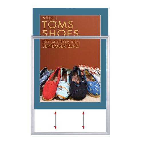 TOP LOADER SIGN FRAME 27" x 41" WITH 2" WIDE MAT BOARD (SHOWN IN SILVER WITH NEWPORT BLUE MAT BOARD)