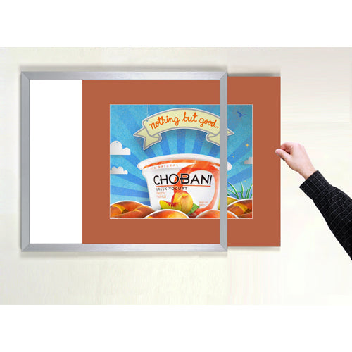 SIDE LOADER SIGN FRAME 18" x 18" (SHOWN IN SILVER WITH RUST 4" WIDE MATBOARD)