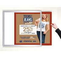 SIDE LOADER SIGN FRAME 27" x 40" WITH 1" WIDE MAT BOARD (SHOWN IN SILVER WITH CHAPS MATBOARD)