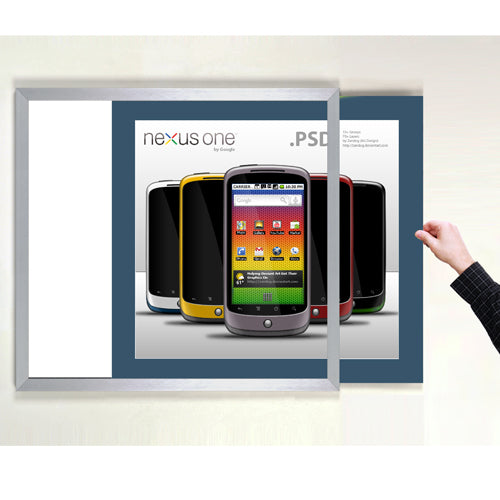 SIDE LOADER SIGN FRAME 8" x 10" (SHOWN IN SILVER WITH NEWPORT BLUE 2" WIDE MATBOARD)