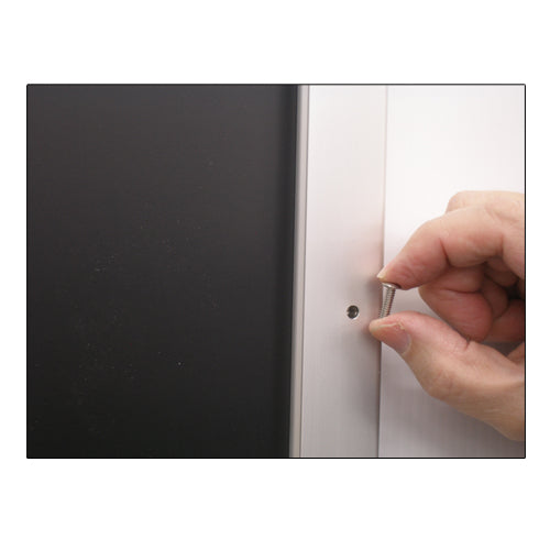 REMOVE SECURITY SCREWS FROM THE 48 x 96 FRAME PROFILE