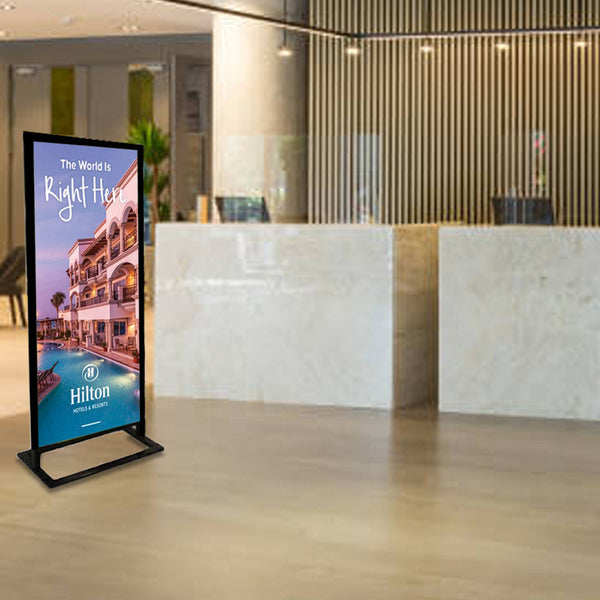 Large, Tall Poster Display Floor Stand 30x70 | Two-Sided, Super Heavy-Duty Steel Sign Stand, Top Loading