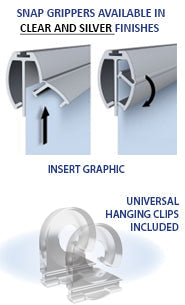 Oval Snap Bar Ceiling Mount Poster Gripper - 72 Inches
