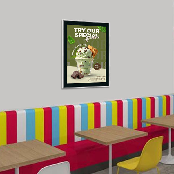10x12 Poster Frame | SwingFrame Classic Poster Display, Swing Open, Quick Change, Classic Metal Profile with Matboard