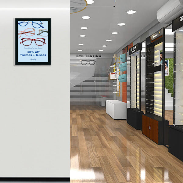 12x18 Poster Frame | SwingFrame Classic Metal Profile, with Matboard | Swing Open, Quick Change Function