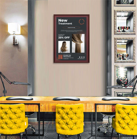 Swing Open, Quick Change SwingFrame Poster Display Frames with Elegant Wood #361 Profile and Matboard Border in 40+ Sizes