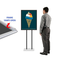 Double Pole Floor Stand 12x18 Sign Holder | Snap Frame 1 1/4" Wide
