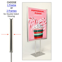 Double Pole Poster Floor Stand 24x72 Sign Holder with SECURITY SCREWS on Snap Frame 1 1/4" Wide