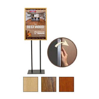 Double Pole Floor Stand 9x12 Sign Holder | Wood Snap Frame 1 1/4" Wide
