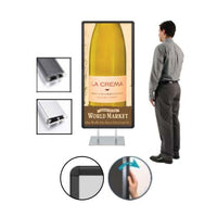 Double Pole Floor Stand 48x48 Sign Holder | Snap Frame (with Radius Corners)
