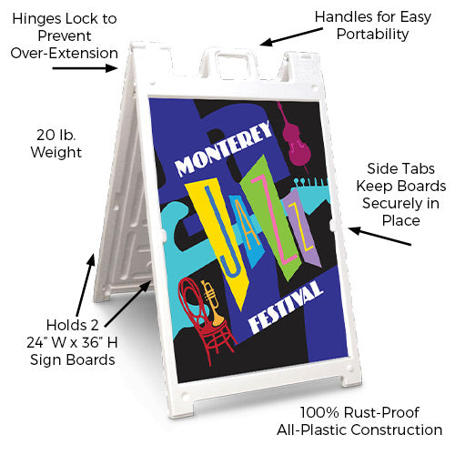 Sandwich Sidewalk Sign Accepts Two Sign Board Inserts 24" Wide x 36" High (Max 3/16" Thickness)