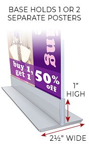 Sturdy, T Mount Countertop Steel Base | Display 8 1/2" Wide Graphics | Insert One or Two Boards for Single or Double-Sided Viewing