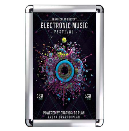 18x24 Wall Snap Frame Poster Sign Holder 1" Smooth Rounded Corners with Silver Frame Finish