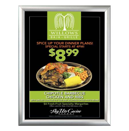 11x17 Snap Frame with Narrow .59" Wide Profile | Budget-Friendly Silver Frame with Mitered Corners