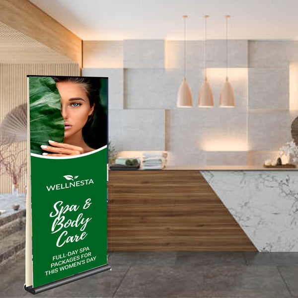 Saturn Retractable Banner Stand | 36" Wide Double-Sided Sign Holder with Quick Setup