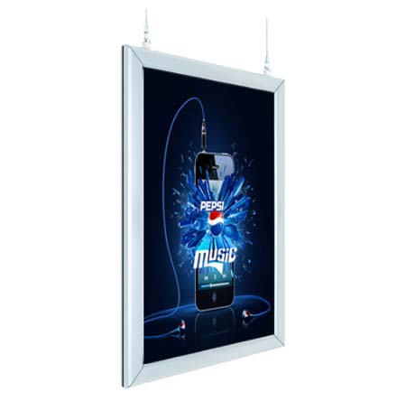 Light Weight Aluminum Ceiling Mount Rounded Edge Frame Hanging Poster Displays 22 x 28