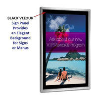 Silver Poster Frame with Black Velour Sign Panel 16x20 | Black Velour presents Elegant Background for Posters, Signs or Menus