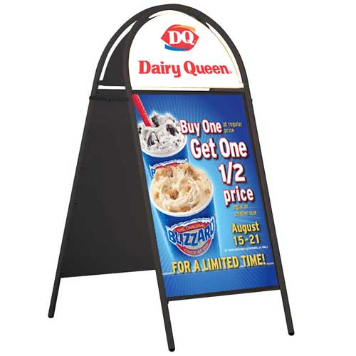Black A-Board 22x28 Sign Holder with Semi Circle Header