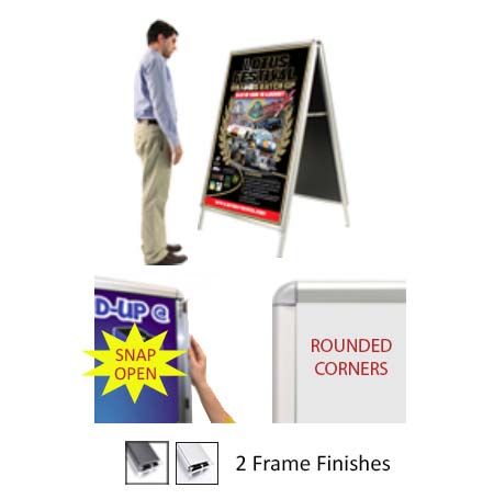 A-Frame 36x36 Sign Holder | Snap Frame 1 1/4" Wide (with Radius Corners)
