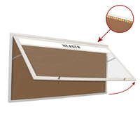 36x48 Large Outdoor Poster Case Features a Personalized Header with an Extra Large Cork Bulletin Board Cabinet in 4 Metal Finishes