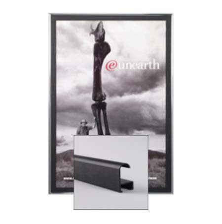12x18 Poster Frame | SwingFrame Classic Metal Profile, with Matboard | Swing Open, Quick Change Function